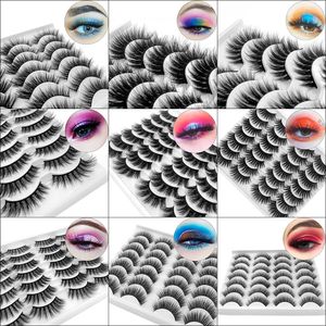 14 paires Cat Eye 3D Faux de vison de vison Cruelté sans coiffure épaisse sans cils Full Strip Natural DIY LASHES TOUR MAVALUP