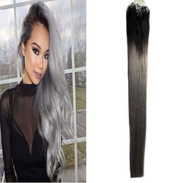 14 "16" 18 "20" 22 "24" Loop Micro Ring Machine Made Remy Hair Extension 100% Menselijk Haar Rechte Ombre Piano Color Micro Links 100G 100S