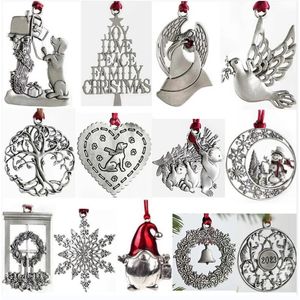 Metalen kerstboomversieringen Decoratief hangend ornament Zinklegering Kerstfeesthanger Cadeau Handgemaakt ornament Kerstdecor met touw