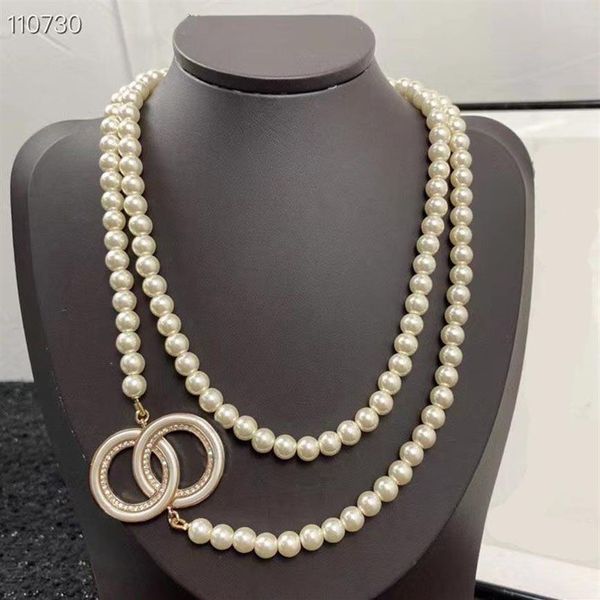 14 Estilo Cadena de perlas Collar con colgante de diamantes Diseñador para mujeres Nuevo producto Collares de perlas elegantes Collar de mujer de moda salvaje E289m