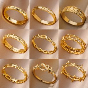 14 stijlen 14k gele gouden ring voor vrouwen Eenvoudig stel kleur vinger ringen bruiloft sieraden 2024 trendy cadeaus anillos mujer