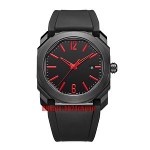 14 Styles Hoge kwaliteit Horloges 102738 Octo Solotempo DLC A2813 Automatische heren Watch Black Dial Rubber Riem heren Sport polshorloges