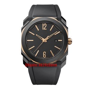 14 styles montres 103085 Octo Solotempo DLC or rose A2813 montre automatique pour hommes cadran noir bracelet en caoutchouc montres-bracelets de sport pour hommes