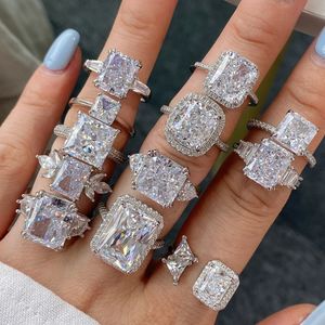 14 Stijlen Moissanite Diamanten Ring 100% Echt 925 Sterling Zilver Party Wedding Band Ringen Voor Vrouwen Bridal Engagement Sieraden