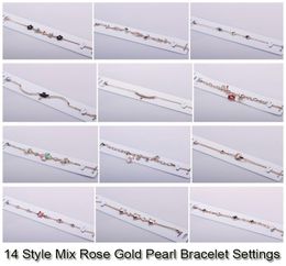 14 styles de paramètres de bracelet de perles Zircon Bracelets en or rose pour femmes Paramètres de montage Bracelet vierge bijoux à bricoler soi-même bricolage cadeau 9905826