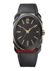 14 Styles Watches 103085 Octo Solotempo DLC Rose Gold A2813 Automatische MEN039S Bekijk Black Dial Rubber Riem GENTS Sport Pols Pols Wa7334889