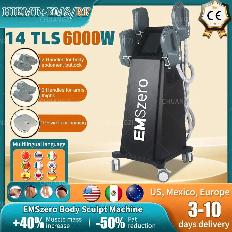14 TSL 6500W 200 Hz Emszero Neo Nova Hi-Emt Maschine Met 4 Neo Handgrenen en Bekken Stimulatie Pad Optionele Salon