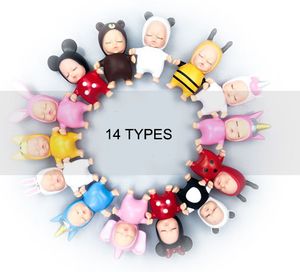 14 tipos Nuevo Mini Sleeping Baby Llavero Colgante Colgantes Llavero Llave del coche Adornos Bolsas Adornos Colgante 9 cm Muñeca Llaveros juguetes para niños