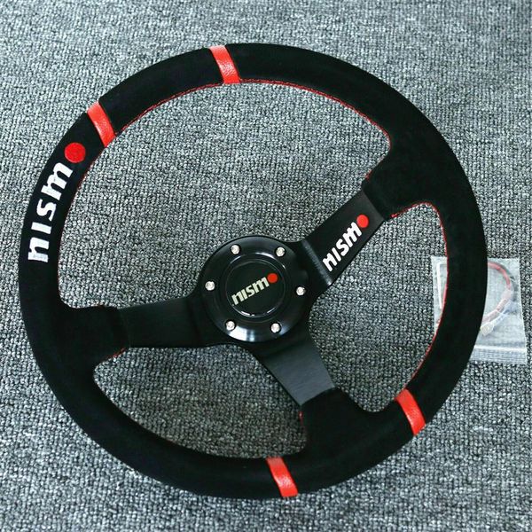 14 Universal Nismo Racing Red Ring Suede Leather Deep Dish Steering Wheel208s
