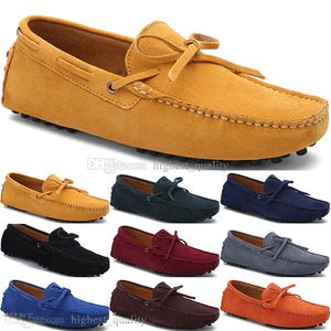 140 nieuwe mode heren casual schoenen lederen britse stijl lente paar echt erwten scrub mannen rijden luie man overschoenen buiten comfortabel ademend zwart geel