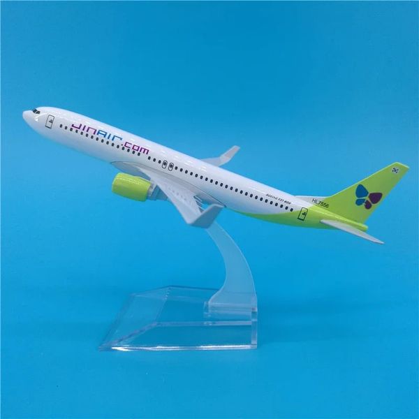 1400 échelle 16CM B737 Jin Air compagnies aériennes avion modèle d'aviation jouets avion moulé sous pression en alliage plastique avion cadeaux pour enfants 240319