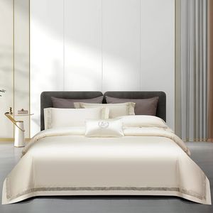 1400TC Algodón egipcio Luxury El Style Bedding Set Hollow Out Wide Edge Soft Dórme Soft Camiseta de almohada de almohadilla de cama sólida 240417