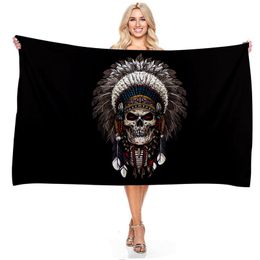 140 cm * 180 cm Indian Skeleton Beach Handdoek Microfiber Rechthoek Badhanddoek Deken Polyester Yoga Mat Summer Beach Handdoeken