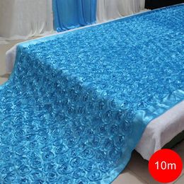 Rideau de tapis en Satin à la mode, fleur de Rose 3D, pour allée de mariage, décor de mariage, décoration de maison, 140cm x 10 mètres, 2546