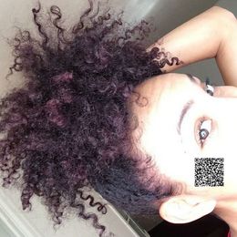 Ponronologie naturelle Afro Kinky Curly Humain Cheveux Human Table de queue pour femmes noires Virgin Virgin Brakstring Traintring Ponails Valeur Extensions 10-20 pouces 120g