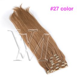 Clip de 140 g en extensiones pinzas para el cabello para niñas # 613 # 60 Cabello humano ruso brasileño 100% Color natural Clip rubio en extensiones