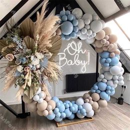 140 stks / 165 stks Macaron Blue Ballonnen Garland Kit Baby Douche Decoratie Dubbeld Abrikoos Ballon Boog Bruiloft Verjaardagsfeestje Decor 211216