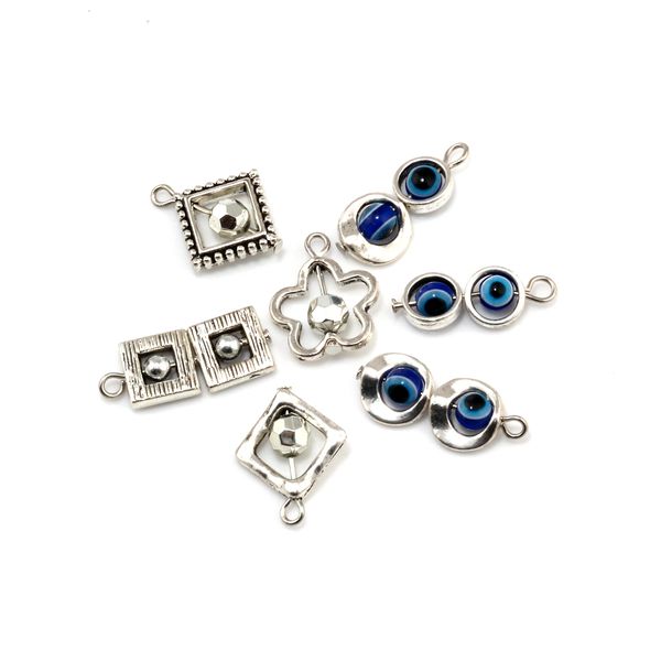 Breloques en alliage métallique à motifs géométriques, 7 styles, pendentif pour bricolage, boucles d'oreilles, collier, fabrication de bijoux, 140 pièces