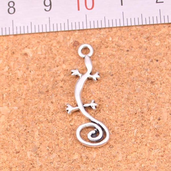 140 Uds. Dijes gecko casa lagarto colgantes chapados en plata antigua que hacen DIY joyería de plata tibetana hecha a mano 29*11mm