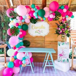 140pcs Tropical Balloon Garland Arch Kit pour Hawaii Flamingo Party Décorations Fête d'anniversaire Luau Summer Beach Party Fournitures 210626