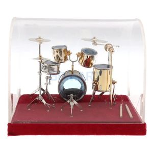 141010 cm miniatuur koperen drumgitaarset muziekinstrument model actiefiguren accessoire poppenhuis thuis display ornamenten 231225