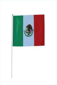 1421cm drapeau mexicain avec pôle blanc et pointes d'or