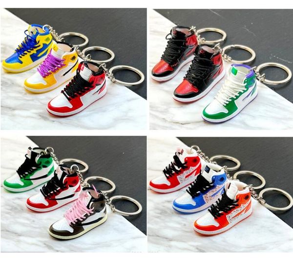 143 styles Designer 3D Chaussures de basket-ball Modèle Porte-clés en plastique Vinyle Stéréoscopique Baskets Porte-clés pour femmes Homme Enfants Sac Pendentif Cadeau Sport Chaussure Porte-clés