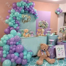 143 pièces bricolage violet vert ballons en latex ensemble fête d'anniversaire ballon arc guirlande kit mariage bébé douche décor Globos enfants cadeaux 240318