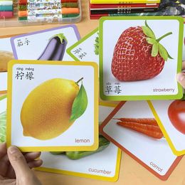 144 Mots Cognition Learning Card Animal / Trafic / Fruits / Légumes Montessori Éducatif Chinois Anglais Cartes Flash Pour 3-6 Enfants L230518