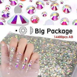 14400PCS AB Flatback strass de verre cristal bricolage bijoux de fabrication de perles de beauté accessoires ongles artgarment décorations 240510