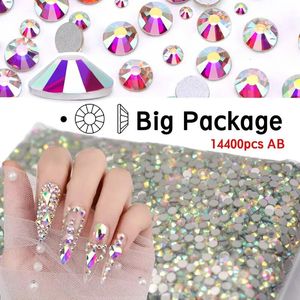 14400pcs AB Flatback strass de verre cristal bricolage bijoux de fabrication de perles de beauté accessoires ongles / décorations de vêtements 240401