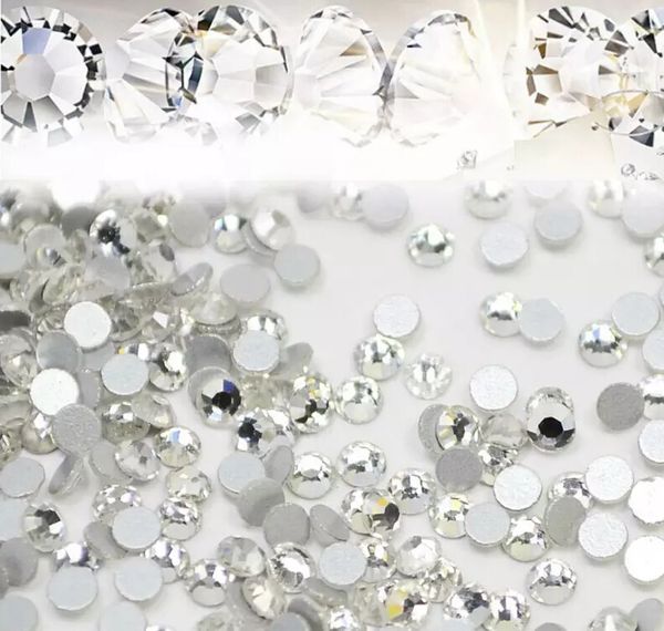 1440 unids/lote Nail Art Glitter Rhinestones blanco cristal claro Flatback DIY puntas adhesivas cuentas accesorio de joyería para uñas envío gratis