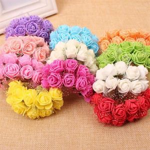 144pcs 2cm PE Foam Rose Kunstbloemen Bruiloft Accessoires DIY Craft Home Decor Handgemaakte Bloem Thuis Bruiloft Decor1236w