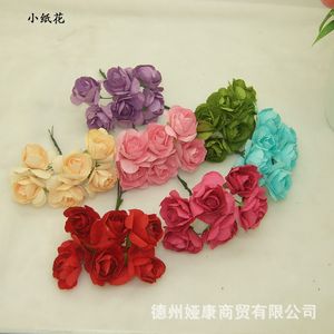 144 pièces 3,5 cm imitation fleurs en papier de mûrier bricolage bouquet de roses artificielles pour scrapbooking pour guirlande boîte de corsage décoration de mariage fausse plante