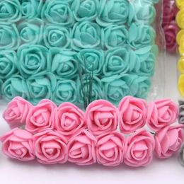 144pcs Pe geen kanten roze schuim bloemen mini -boeket teddybeer roze bloem diy geschenken krans kunstmatige bloemschuimen nepbloem