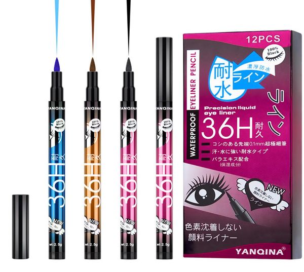 144PCS12Box Eyeliner Maquillage Yanqina Eyeliner Imperméable Précision Liquide Eye Liner 36h 01mm Ne Fleurit Pas Longue Durée Facile À Sécher D5517359