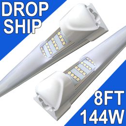 144W 8FT LED-winkellamp, 144000lm 6500K superhelder wit, koppelbaar plafondlamparmatuur, 4 rijen geïntegreerd T8 LED-buislicht voor werkbankkasten (25-pack) usastock