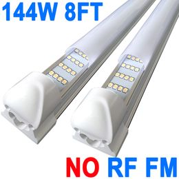 144W 8FT LED-winkellamp, 144000lm 6500K superhelder wit, koppelbaar plafondlamparmatuur, 4 rijen geïntegreerd T8 LED-buislicht voor werkbankkast (25-pack) crestech