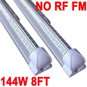 144W 8FT LED-winkellamp, 144000lm 6500K superhelder wit, NO-RF RM koppelbare plafondlamp, V-vorm geïntegreerde T8 LED-buislamp Werkbankkast crestech