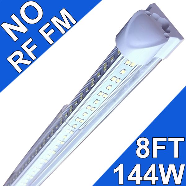Lampe d'atelier LED 144 W 8 pieds, 144 000 lm 6 500 K, blanc super brillant, plafonnier connectable NO-RF RM, tube LED T8 intégré en forme de V, établi de barbier usastock