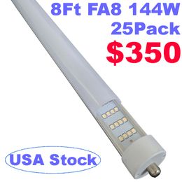 144W T8 8ft LED-buislicht 270 hoek, enkele pin FA8 BASE 18000LM 8 voet 4 rij (300 W LED-fluorescentielampen vervangen), dual-ended power AC 85-277V Usalight