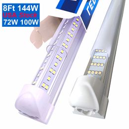 Tubo LED T8 de 144 W, tubos LED integrados, luz en forma de V, reemplazo de iluminación fluorescente, refrigerador, puerta, garaje, tienda, luces CRESTECH