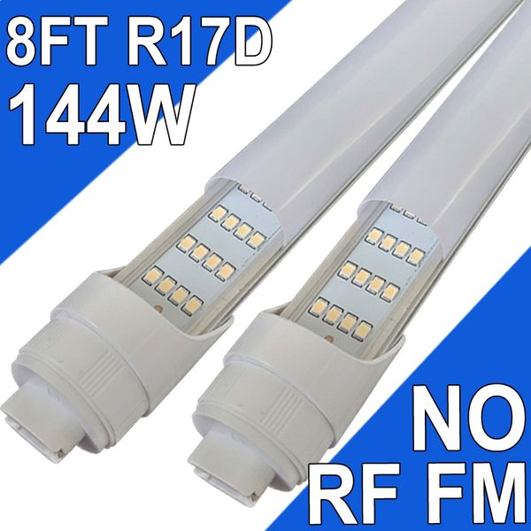 Tube LED T8 144 W de 2,4 m, ampoules fluorescentes R17d HO de remplacement, couvercle laiteux blanc 6 500 K pour magasin Plug and Play, entrepôt, atelier, garage usastock