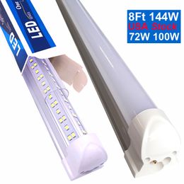 144W V Forme Double Face 4 Rangées 8FT LED Tubes T8 4Ft 5Ft 6Ft Intégré LED Tube Lumière Refroidisseur Porte Magasin Éclairage AC85-277V Travail Ampoule Lampes Crestech168