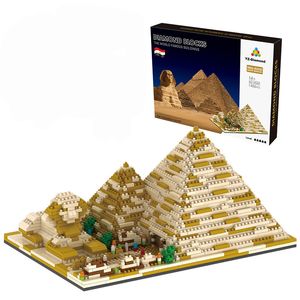 1456 uds + bloques de construcción de pirámide Egipto arquitectura famosa Micro ladrillo YZ059 ciudad modelo 3D bloques juguetes para chico Q0723