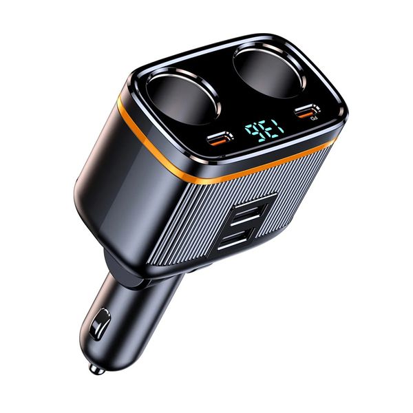 Chargeur de voiture 145W USB C PD 45W Adaptateur de tige de cigarette à chargement rapide pour la voiture DC 12V / 24V 6 Chargeur de téléphone portable C27