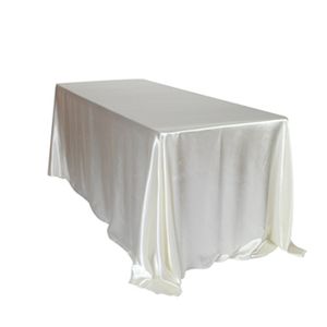 Nappe rectangulaire en Satin blanc/noir, couverture de Table, pour mariage, fête d'anniversaire, décoration de Banquet d'hôtel, 145x320cm