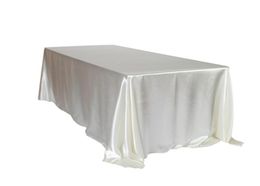 145x320cm Coupernes de table de table blanche couverture de table de satin rectangulaire pour la f￪te d'anniversaire de mariage El Banquet Decoration2707140