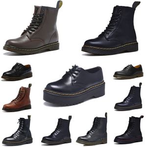 1460 Doc Martenss Botas Hombres Mujeres Diseñador Airwair Plataforma Tobillo Martin Bota Negro Verde Blanco Botines de cuero liso Invierno Nieve al aire libre W