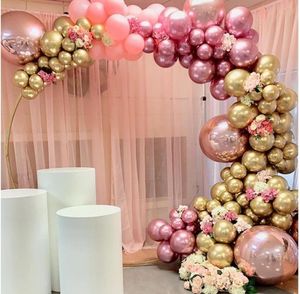 146pcs Chrome Gold Rose Pastel Baby Pink Balloons Garland Arch Kit 4d Rose Ballon pour le mariage d'anniversaire Baby Shower Party décor T24677553